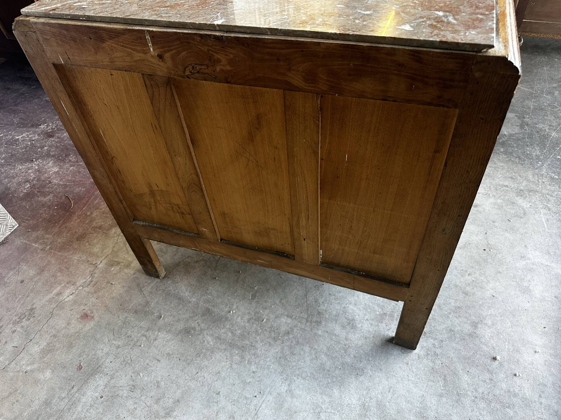 Compact Art Deco commode from the 1930s, carved wood and marble.