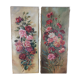 Suite of 2 old still lifes, painting on canvas, flowers