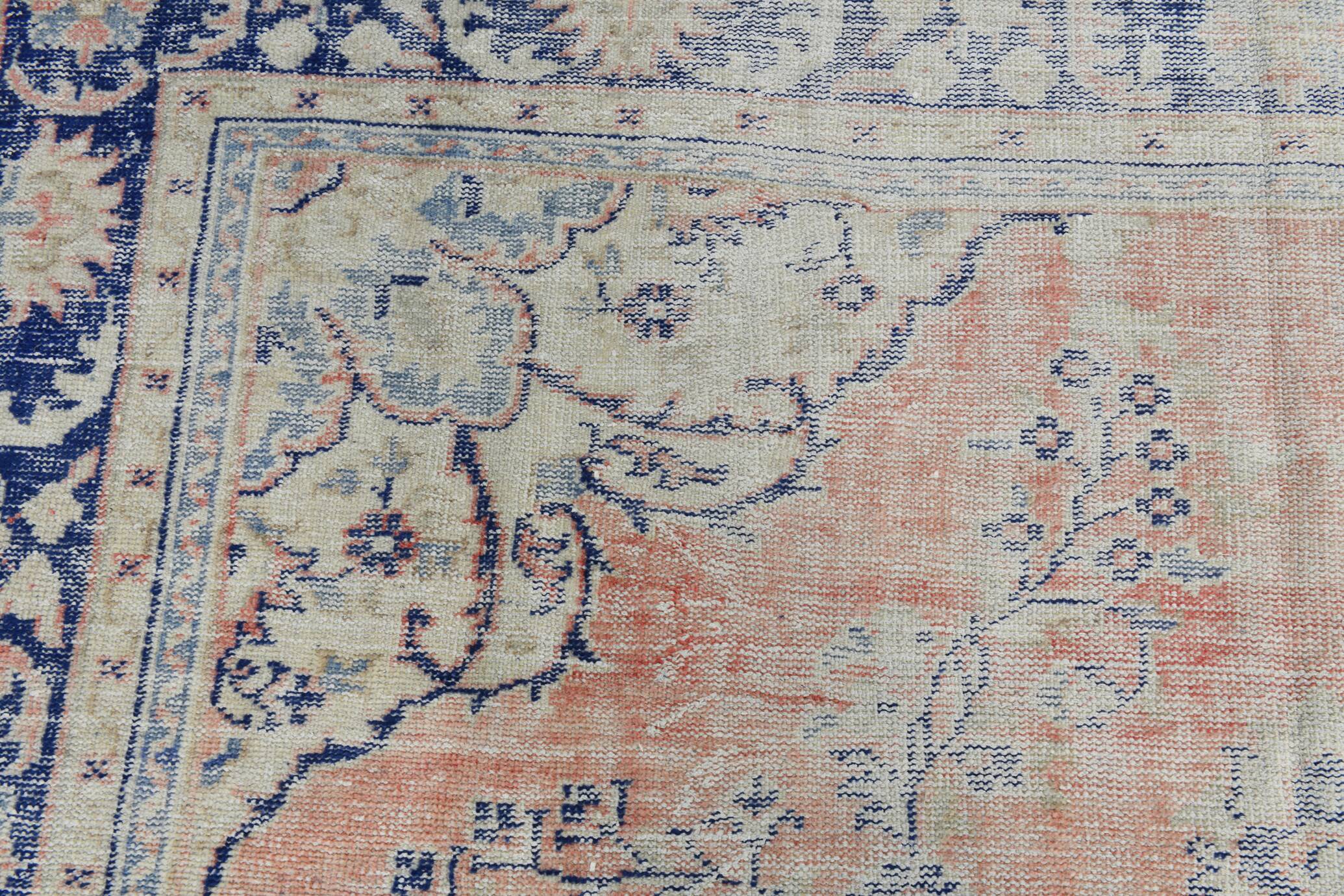 9x12 Pale Red & Blue Vintage Persian Rug, 275x353Cm