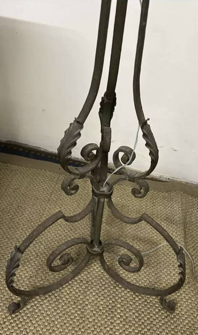 Art Deco wrought iron floor lamp base from the 1930s