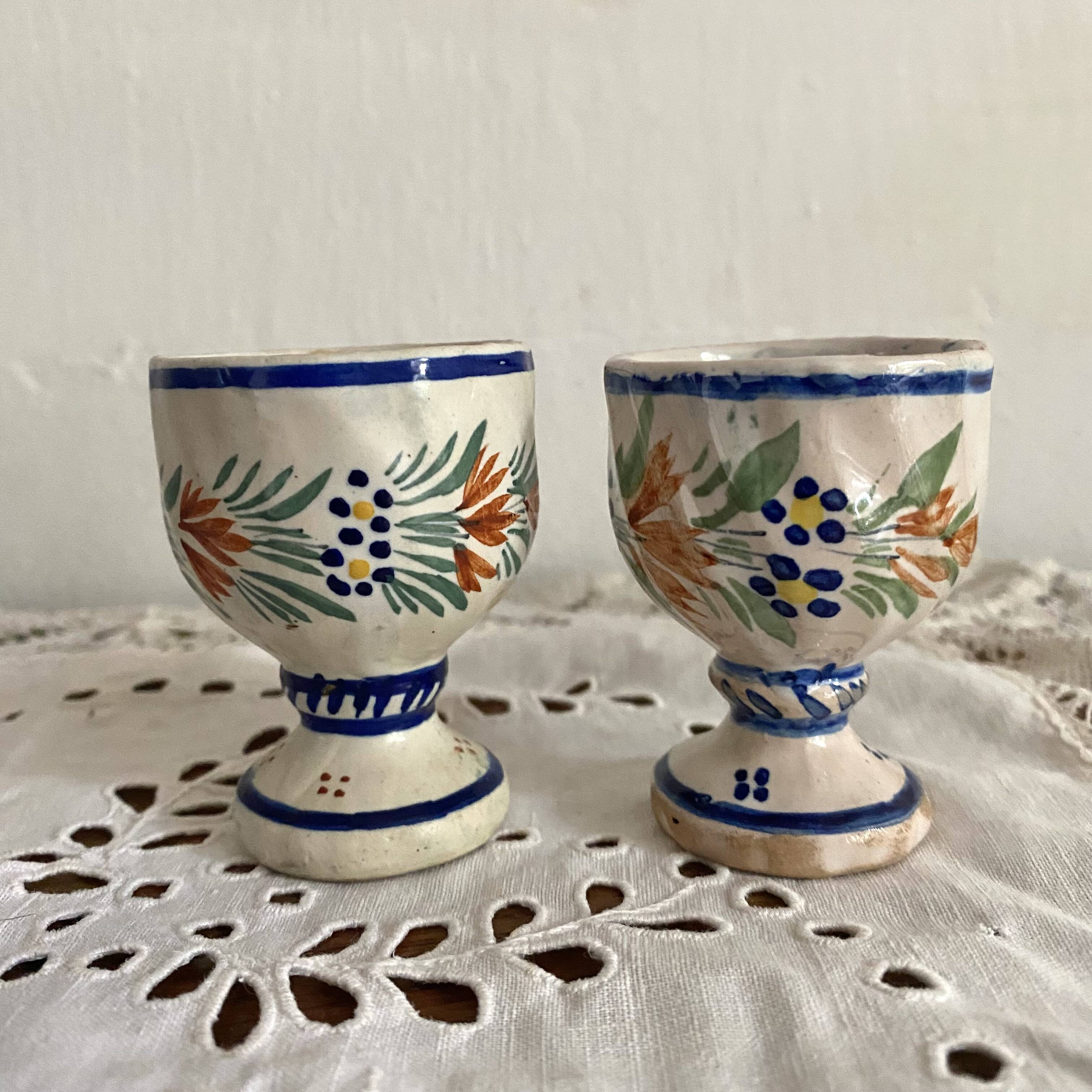 Old Quimper Henriot egg cups