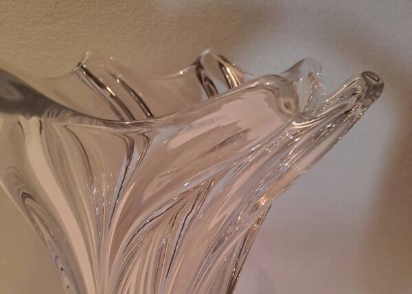 Vase en cristal signé Art Vannes France h 32 cm