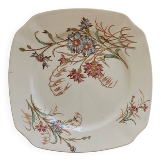 Antique plate, ironstone, Lunéville, Bleuet model.