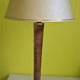 Vintage Unilux wood and brass lamp, 1970 France