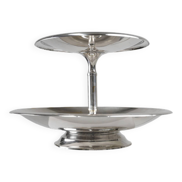 Large antique silver-plated bowl / etagère, France ca. 1900