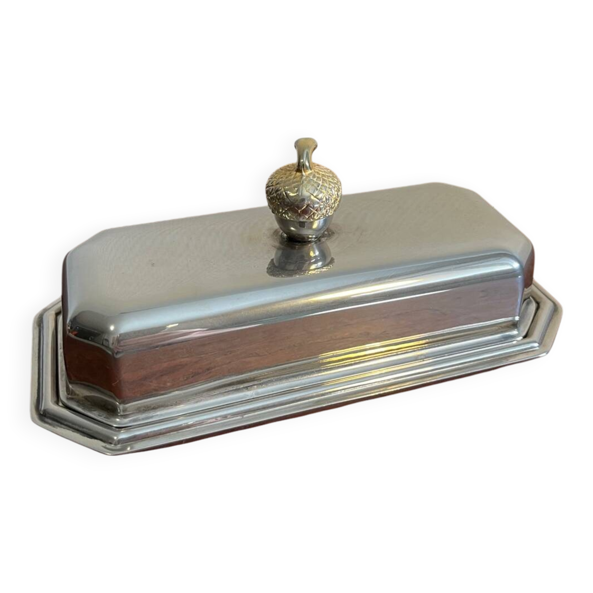 Silver-plated butter dish