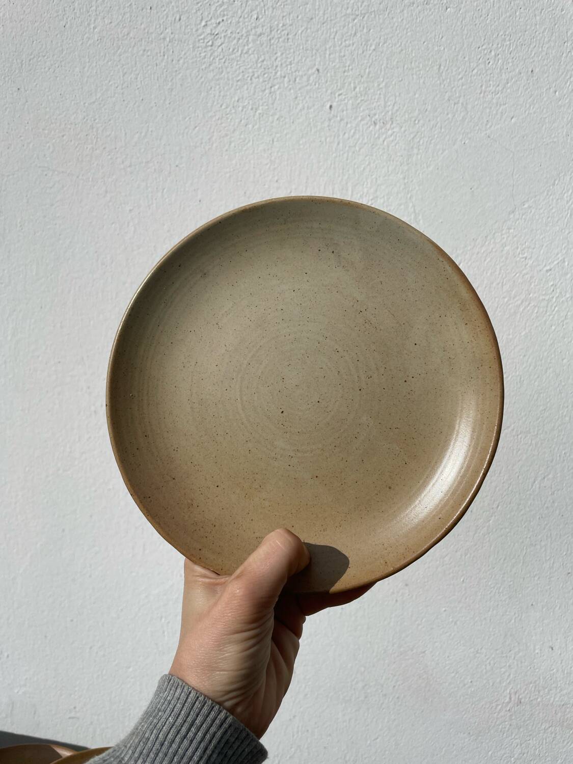 5 assiettes en dessert en grès beige