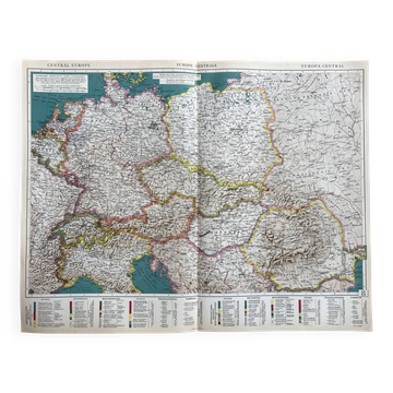 Old map Central Europe — Trade flows 1947 | Switzerland, Austria