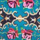 Bohemian blue handwoven carpet with roses made in Romania