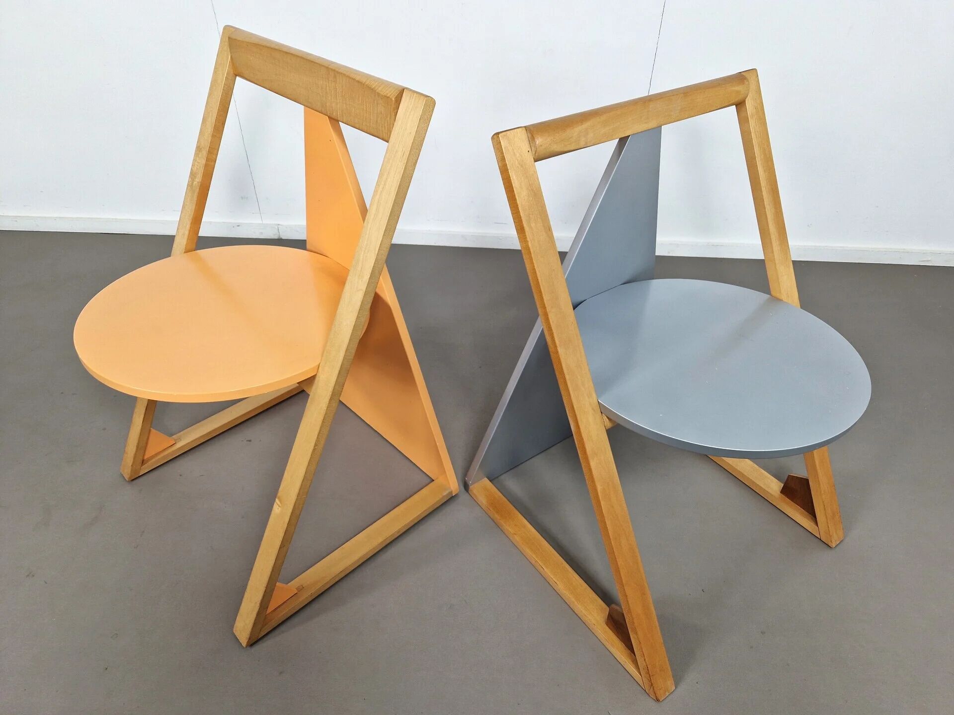 Pair of Memphis style postmodern chairs | 1980s