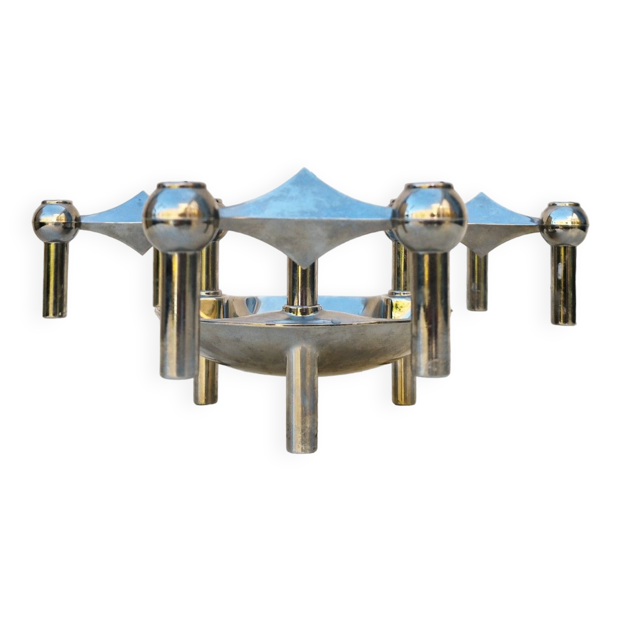 Bougeoirs métal chromé Nagel design 60/70