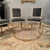 Suite of 4 lacquered chairs Louis XVI style nineteenth era