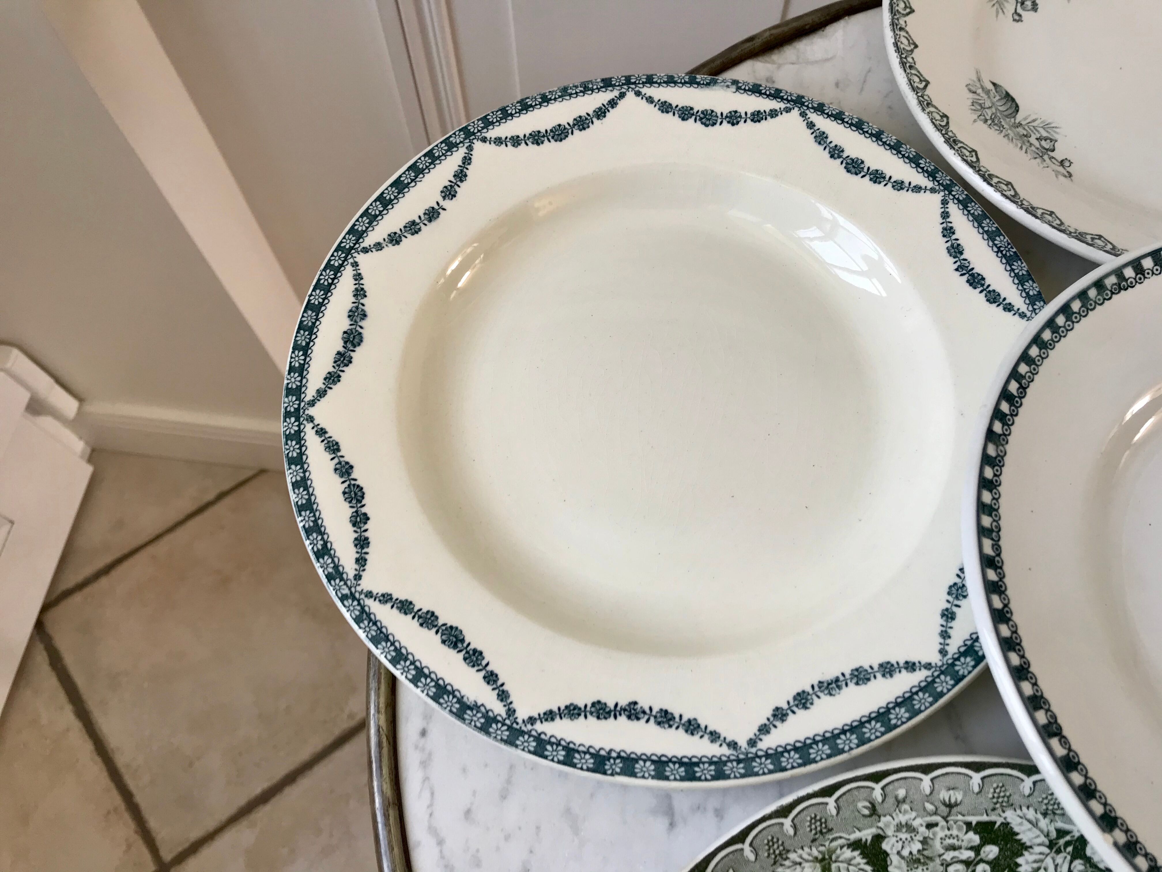 Set of 6 flat plates Terre de Fer late nineteenth