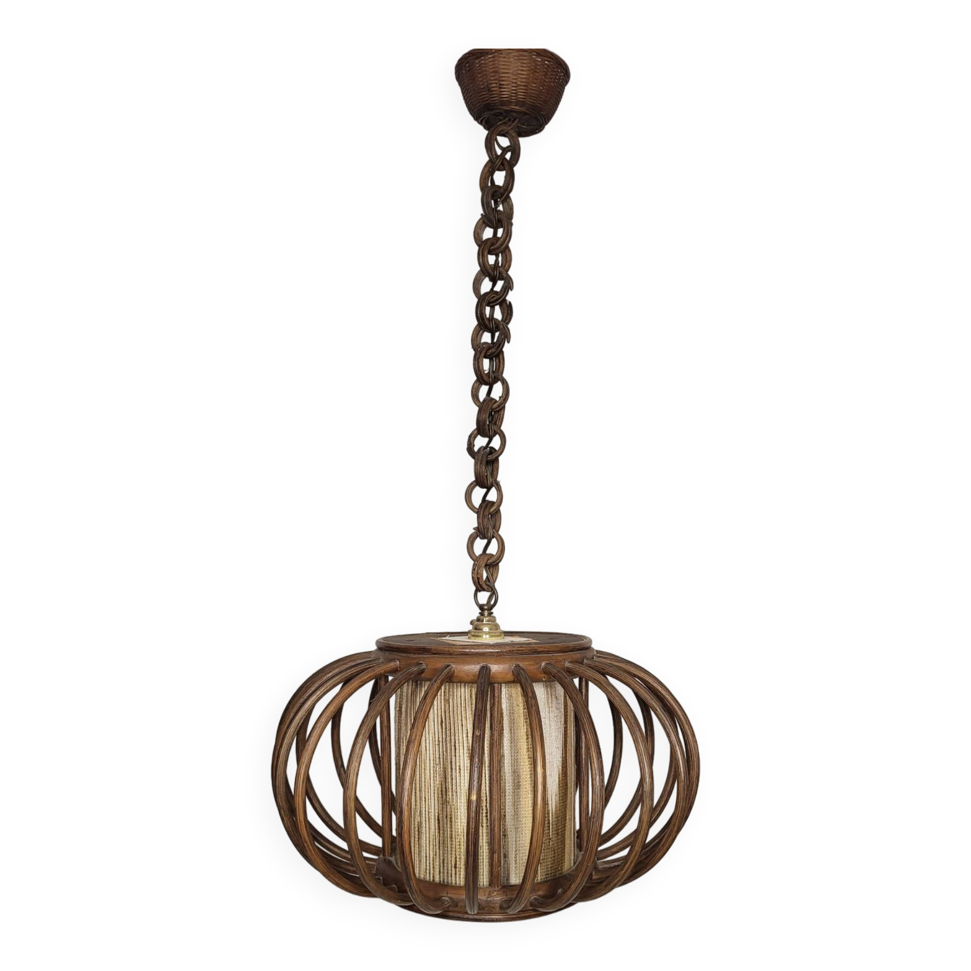 Rattan pendant lamp 1970s
