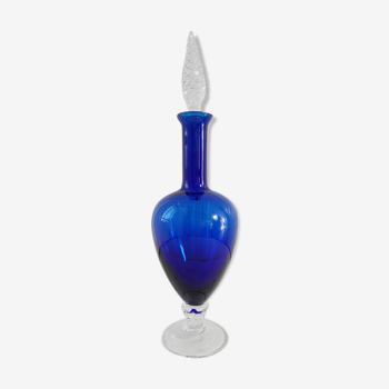 Carafe italienne en verre empoli bleu Klein années 60