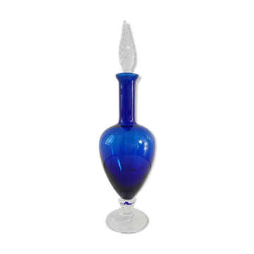 Italian carafe in blue polished glass Klein 60s