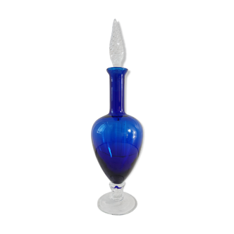 Carafe italienne en verre empoli bleu Klein années 60