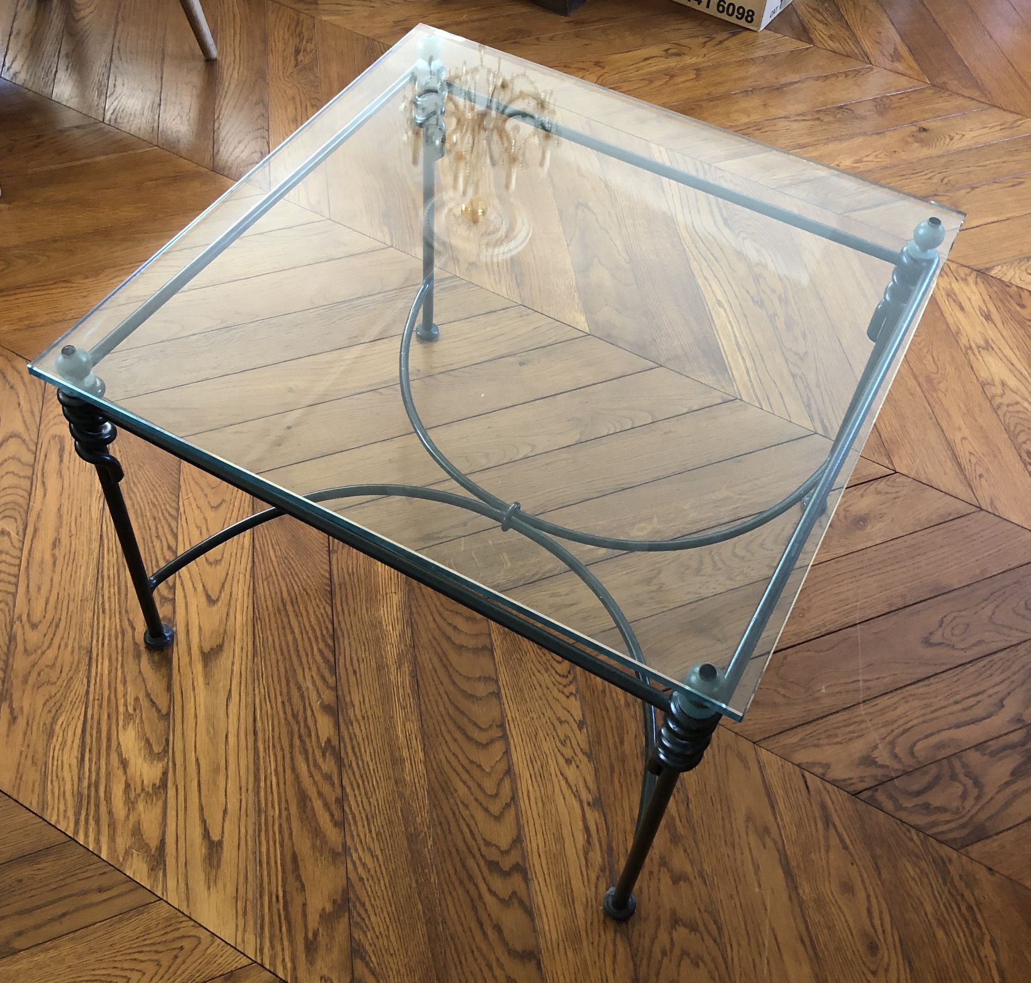 Table basse en verre et fer forgé