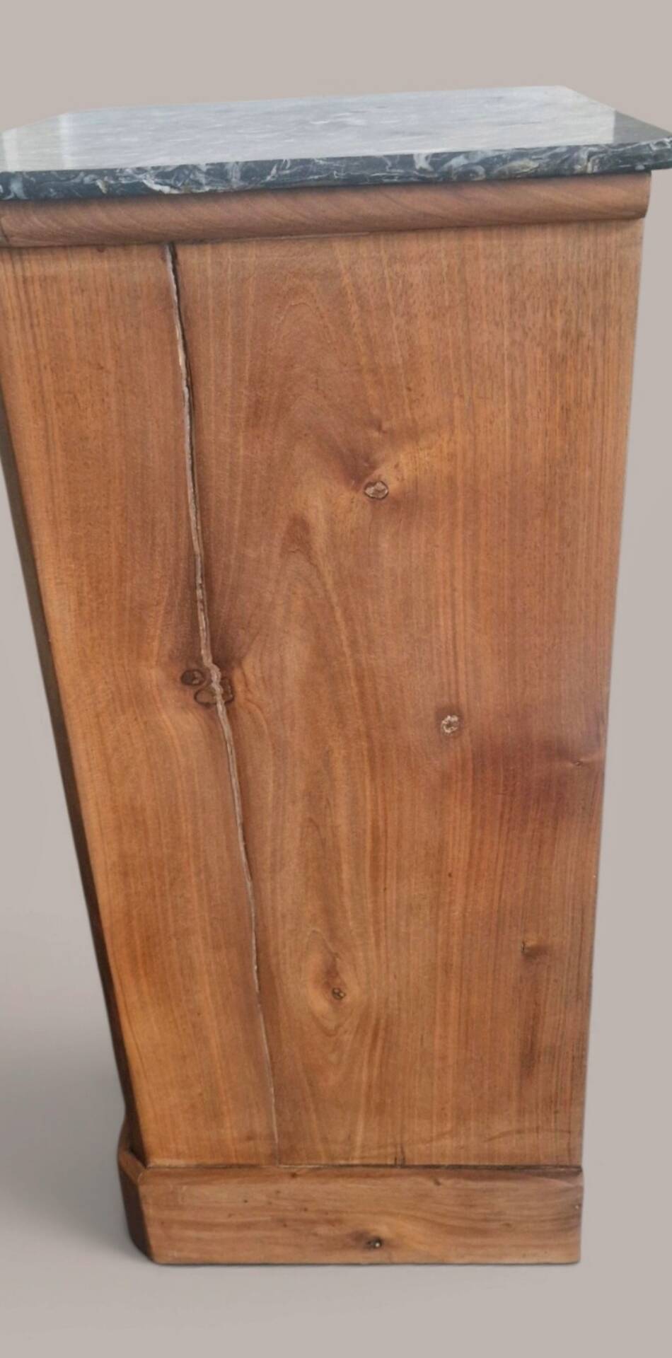 Walnut bedside table with a black marble top – late 19th century.