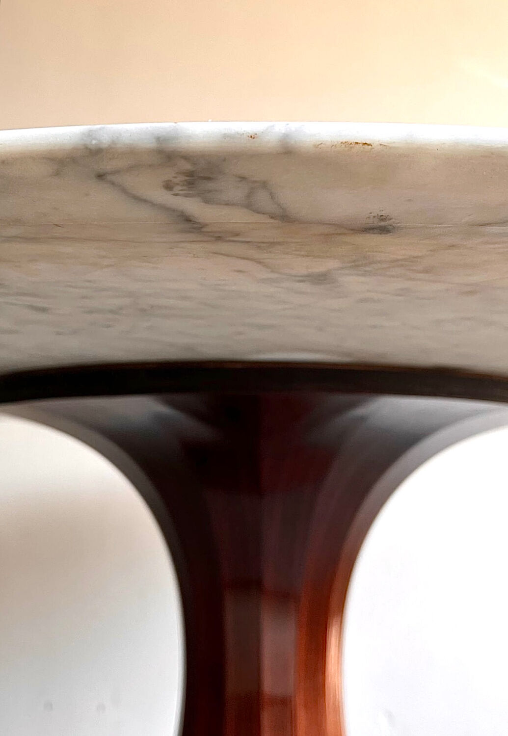 Marble dining table with rosewood base