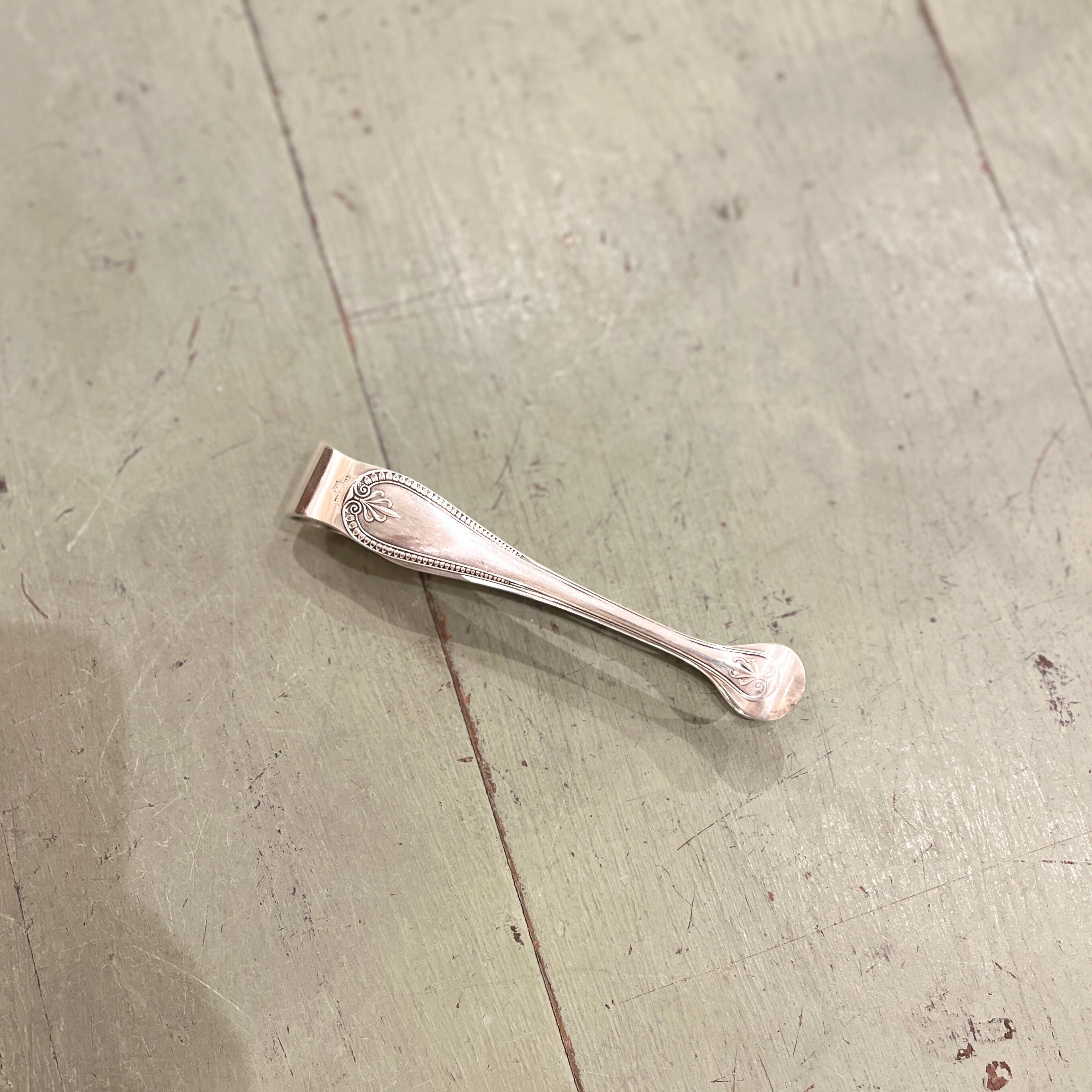 Christofle silver metal sugar tongs, Marly model