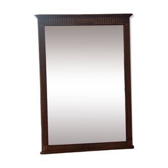 Large antique mirror in raw solid oak