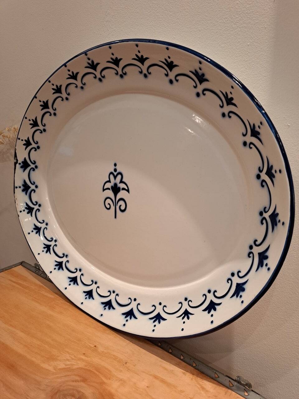 Vintage oval white enamel tray