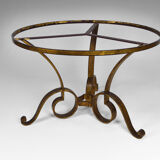 Table basse par Raymond Subes, fer forgé doré et marbre, France, circa 1935