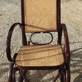 Rocking chair wood and canage seventies