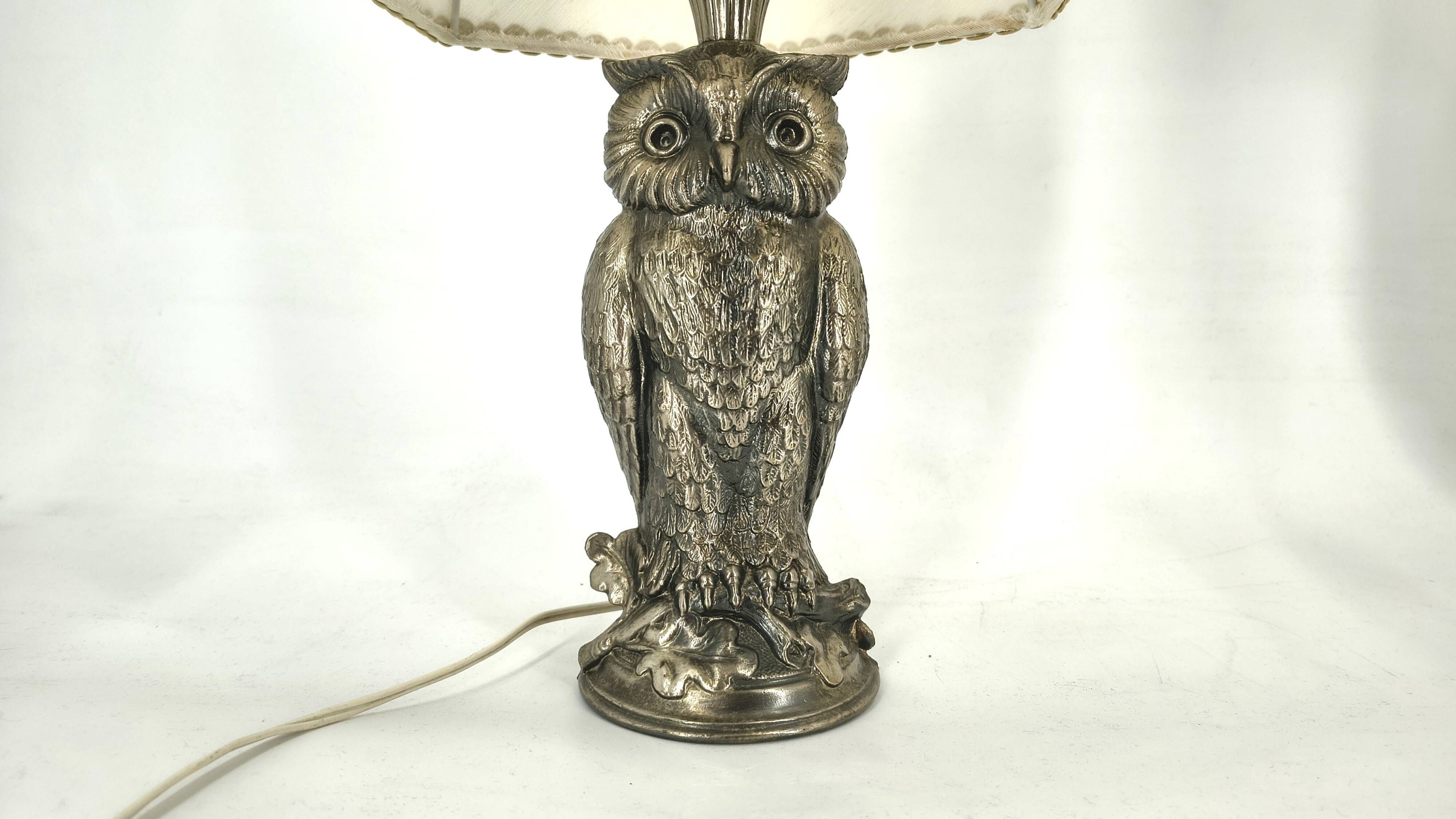 Pair of silver owl lamps by Loevsky & Loevsky, 1960s