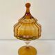 Amber glass dragée dish from Empoli, Italy - 1960s