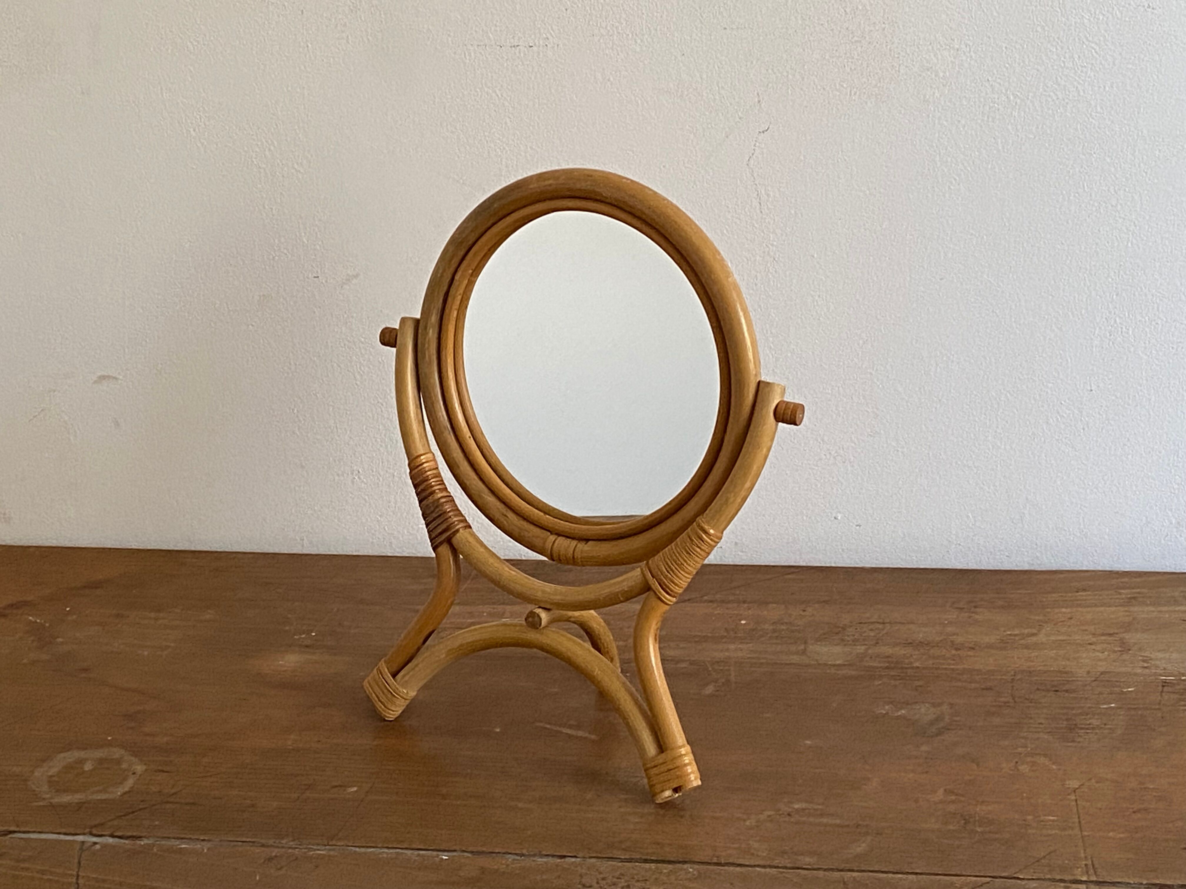 Rattan vanity mirror