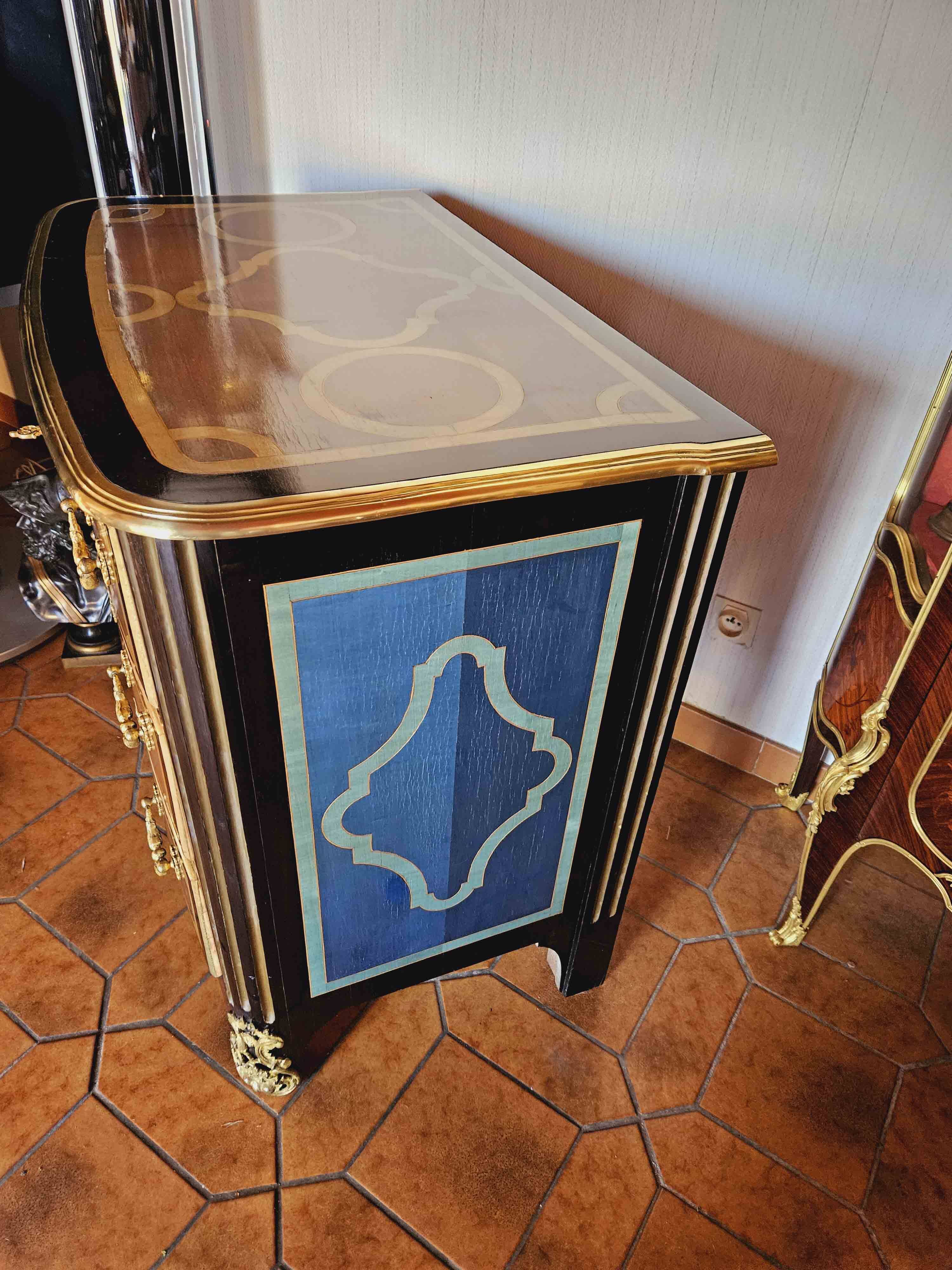 Small St Louis XIV curved chest of drawers Maison Jansen