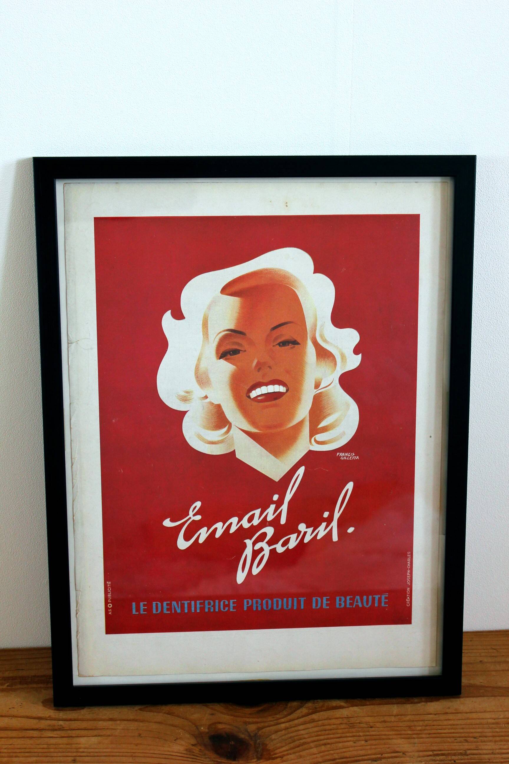 Toothpaste poster Barrel dentist 1940 old advertising