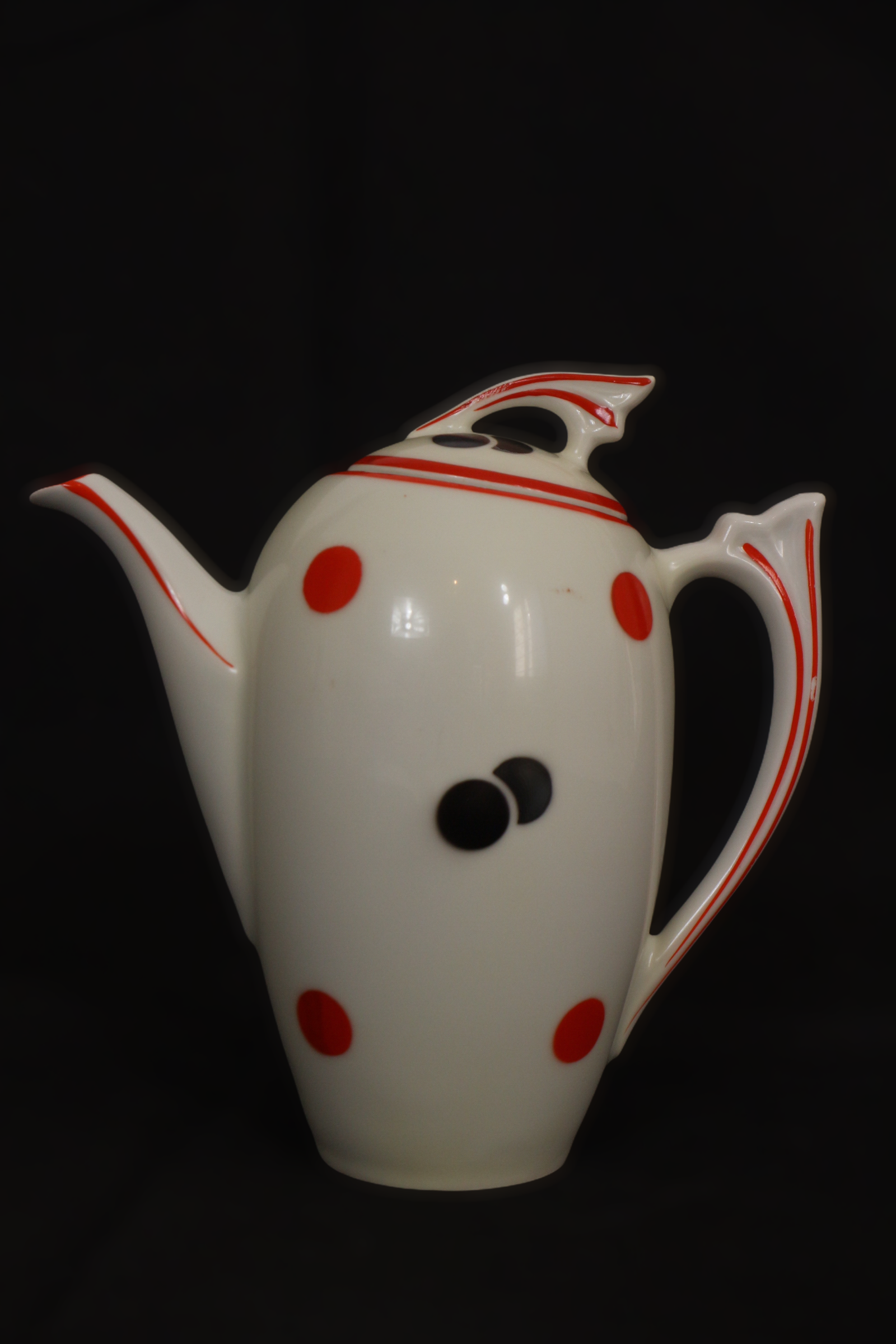 Teapot 50s black and red Bavaria