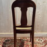 Set of 6 Louis Philippe chairs in cherry wood and cane