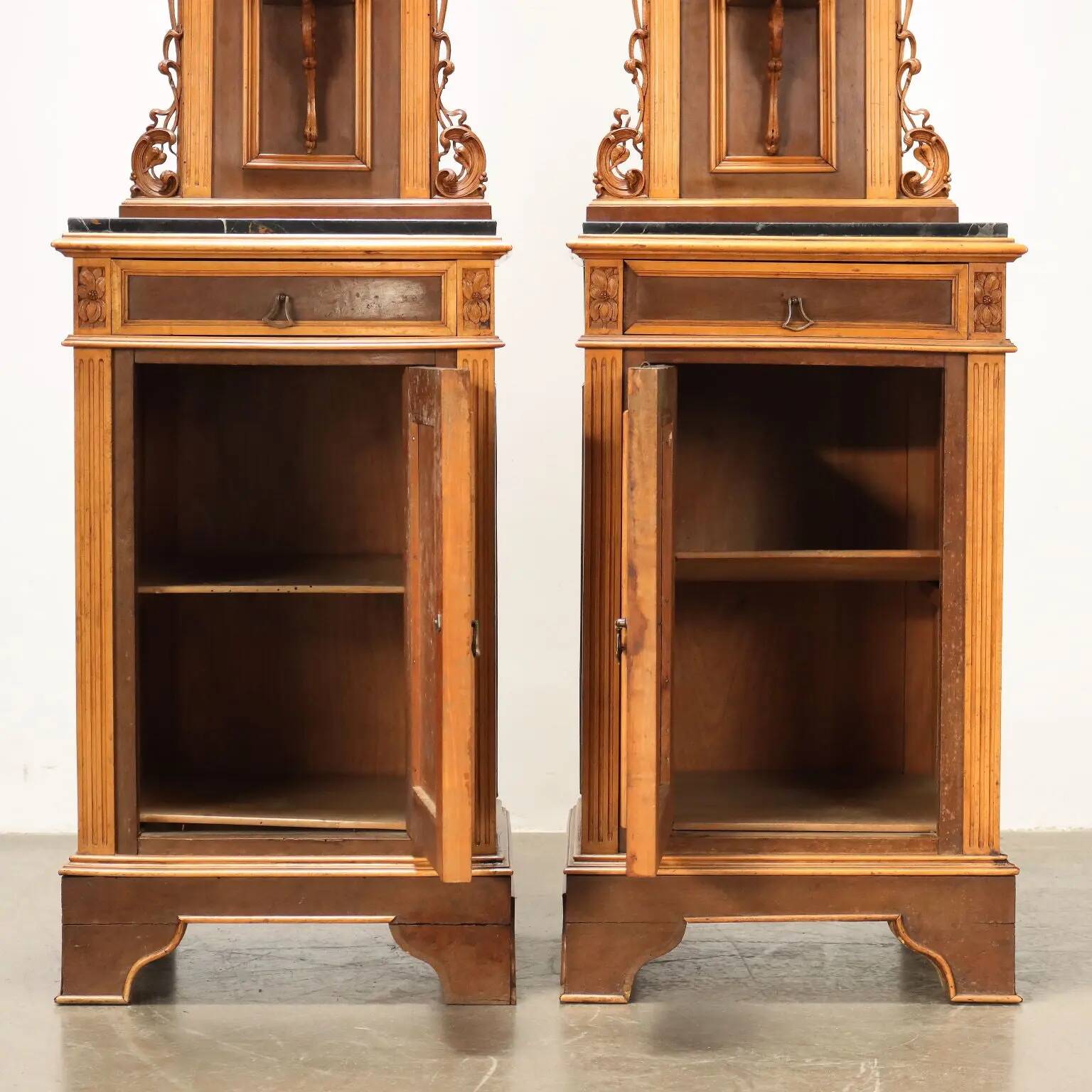 Antique Art Nouveau bedside tables Italy 19th Century