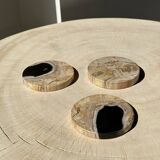 Set of 3 fossilized wood coasters (clear)