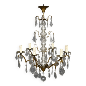 Lustre de style Louis - pampilles bronze