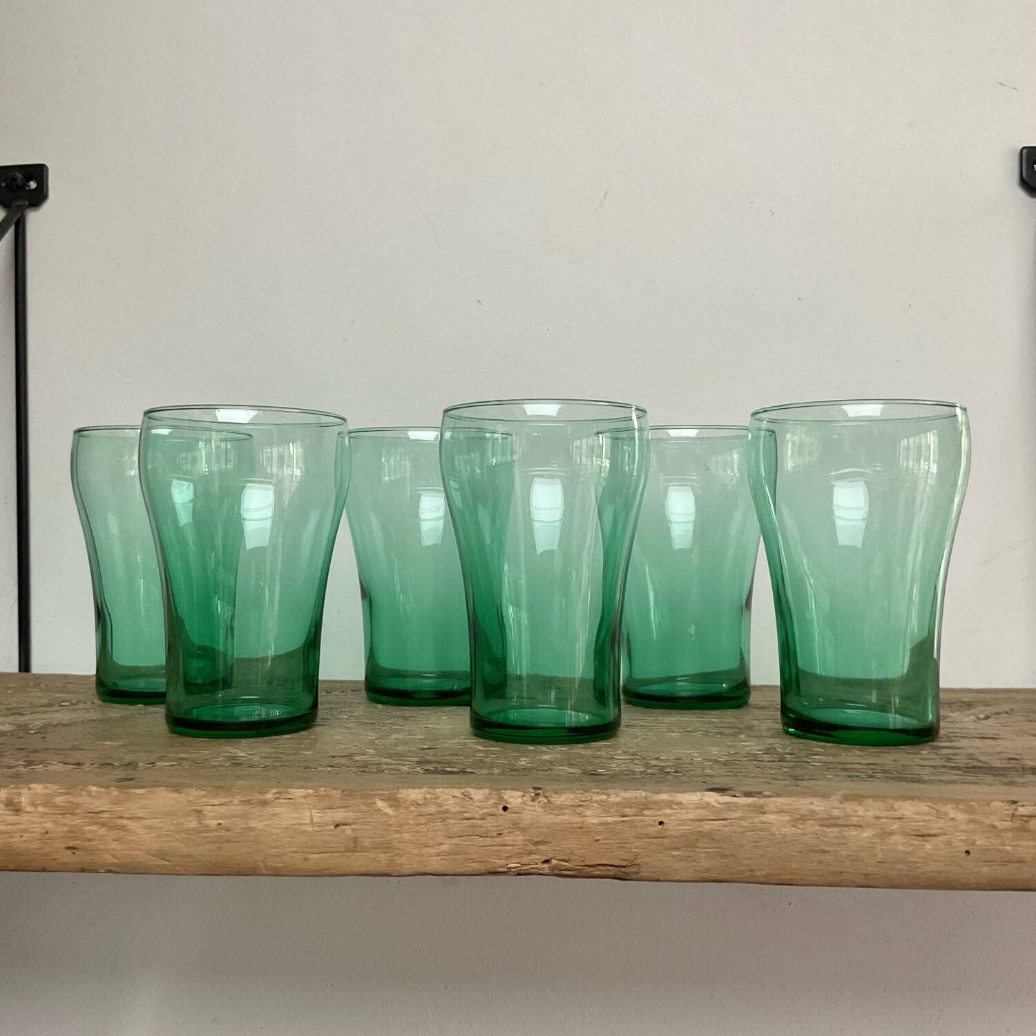 6 verres vintage verre émeraude