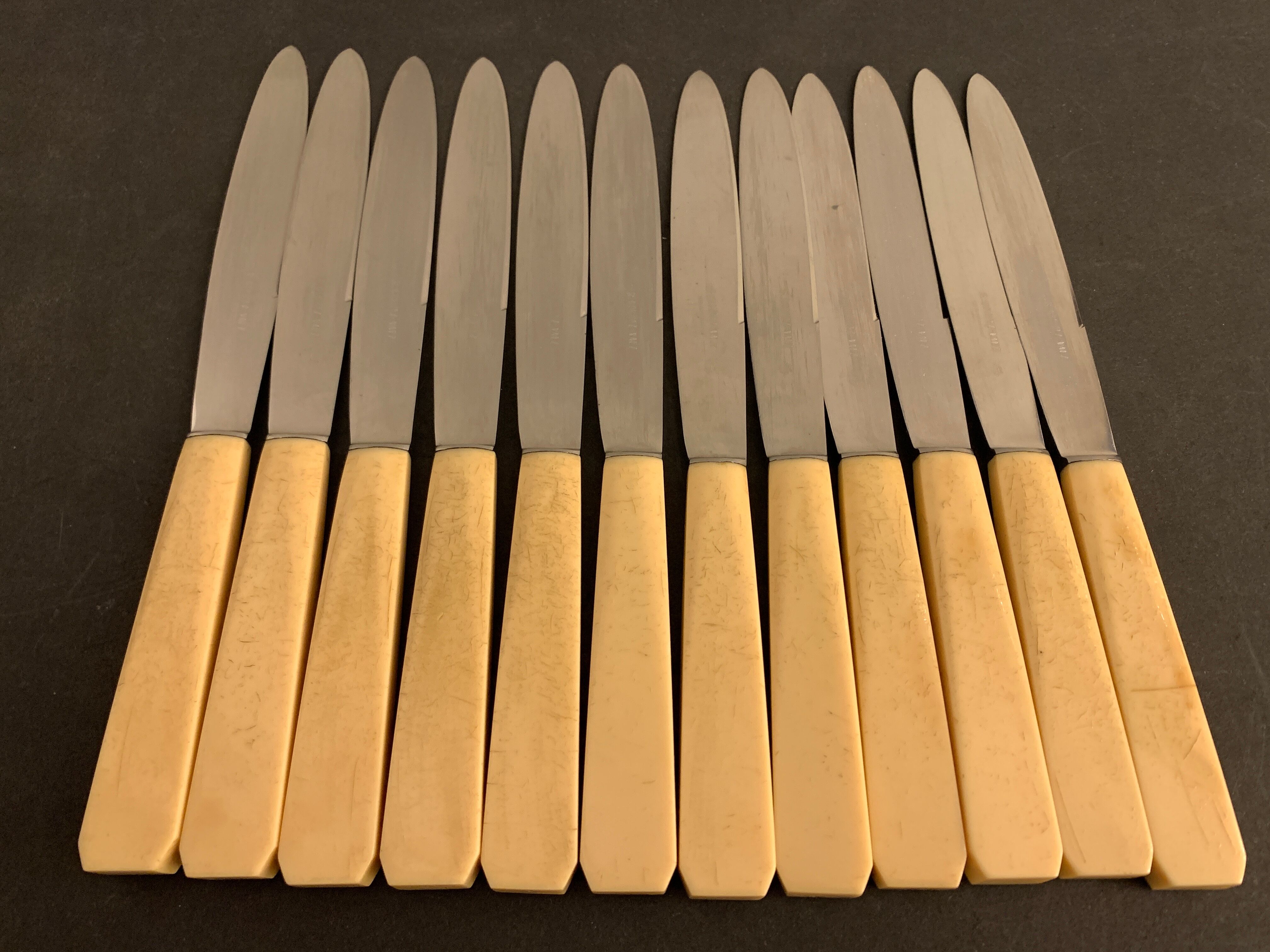 12 resin knives in original box, jeweler goldsmith of Bayonne Gommez Saez
