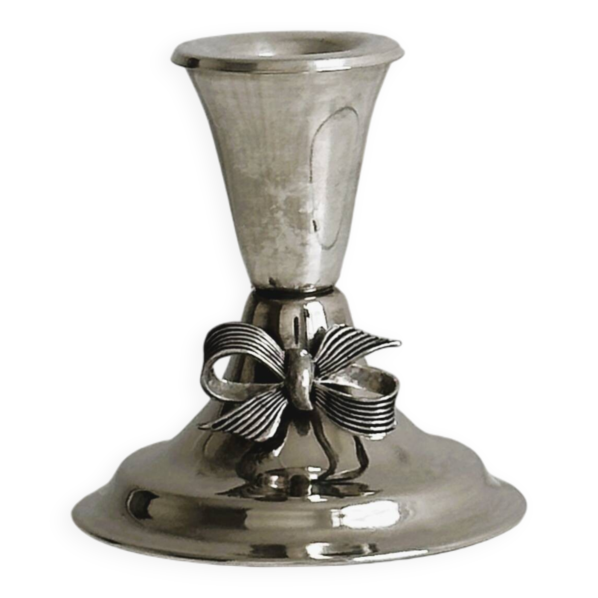 Vintage silver light metal candle holder