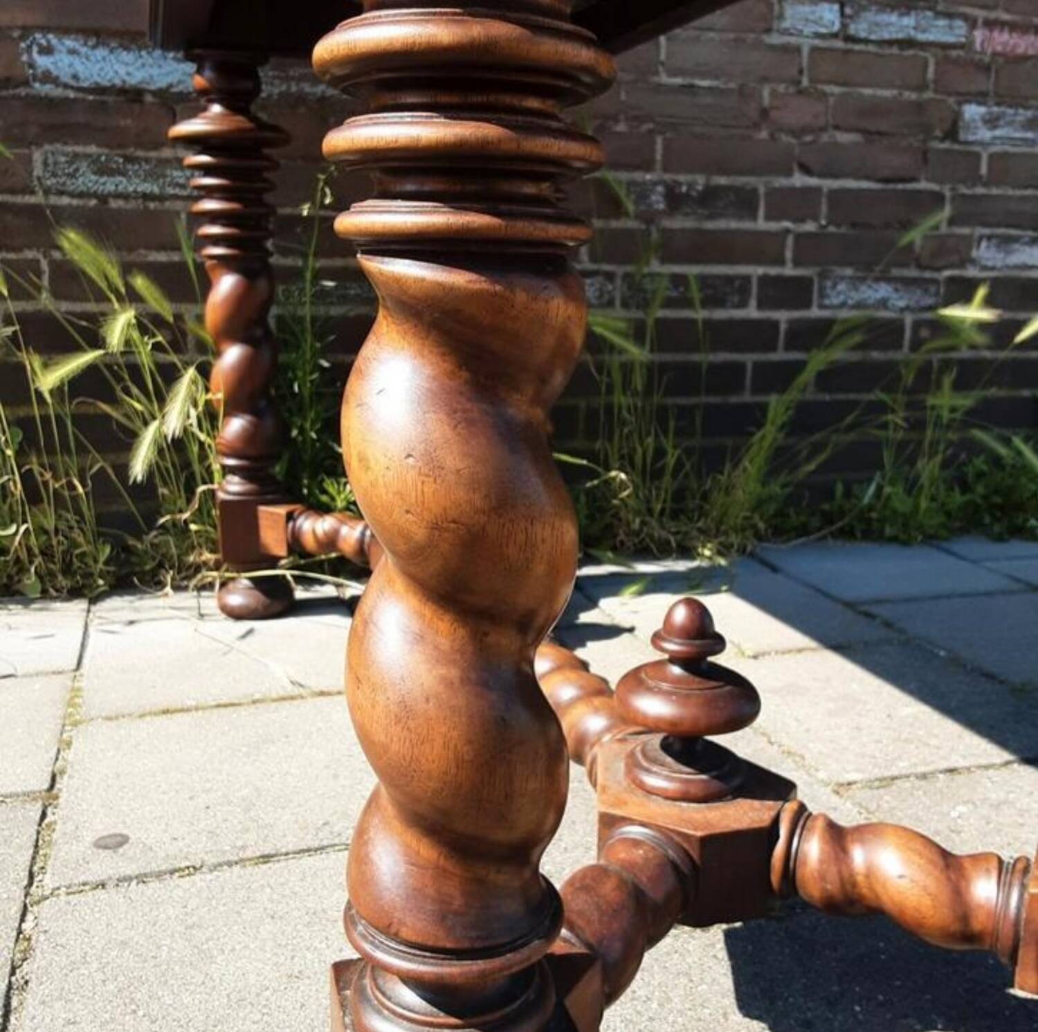Unique antique Italian wooden hall table / narrow dining table