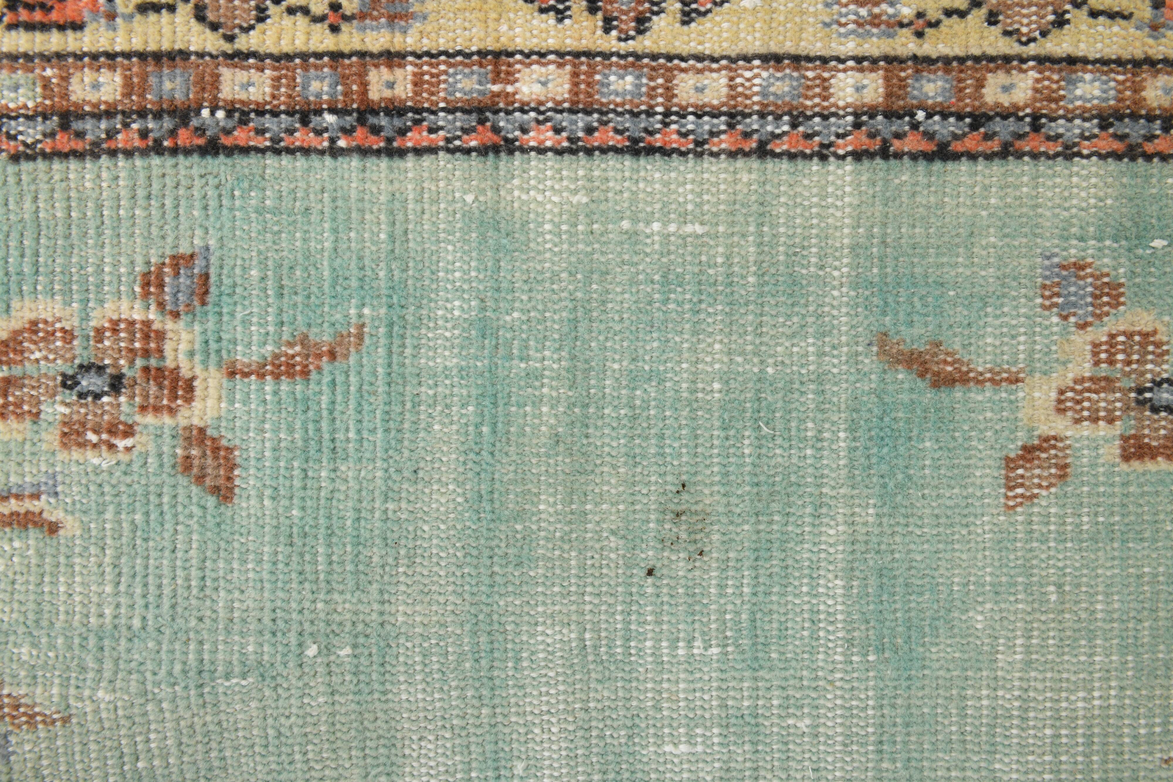3x9 Light Green Persian Vintage Runner Rug, 81x282Cm