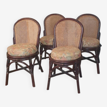 4 bamboo and cane chairs