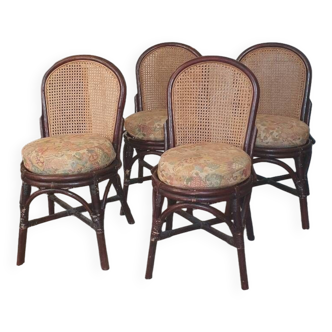 4 bamboo and cane chairs