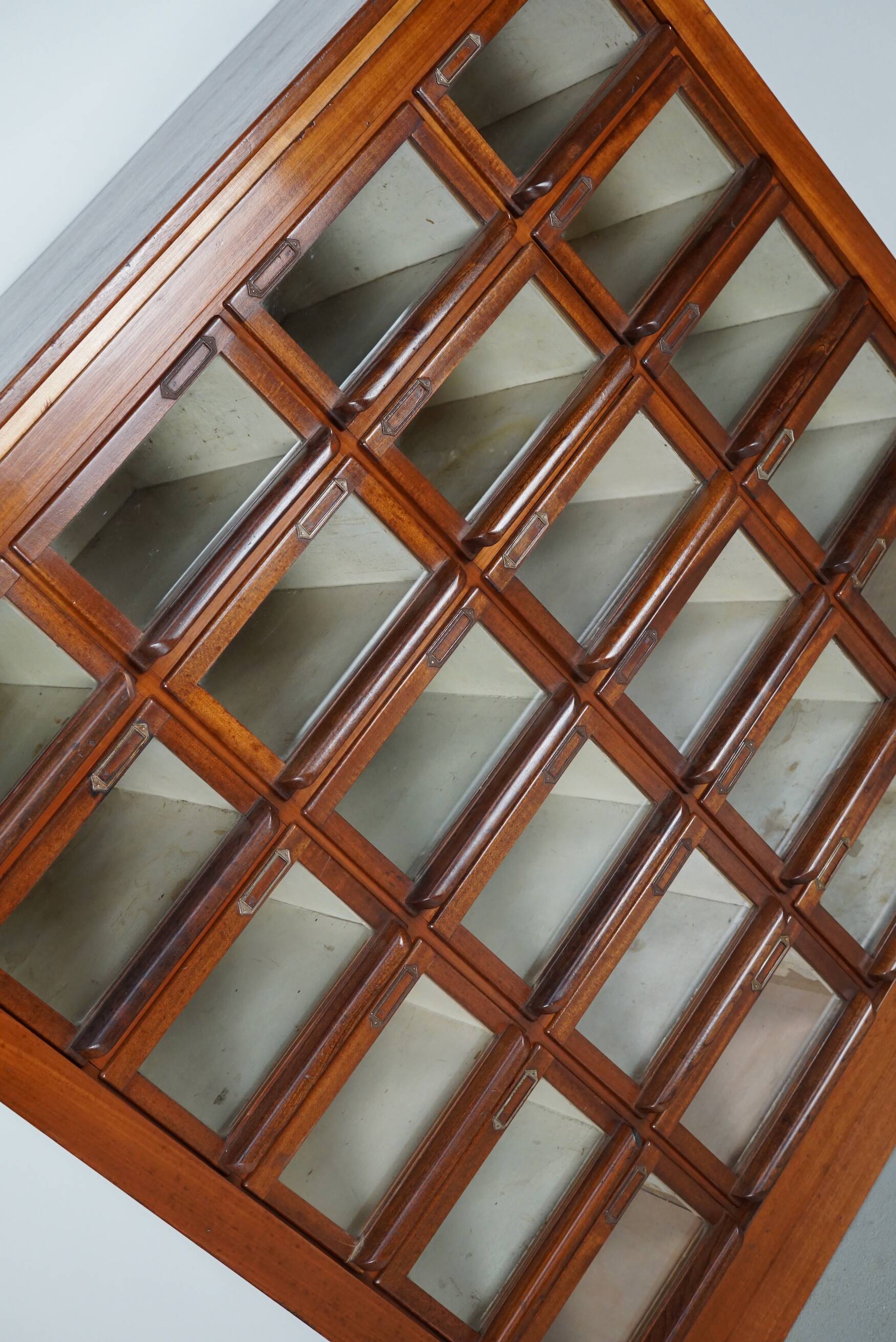 Vintage Dutch Hardwood Haberdashery Shop Cabinet, 1930s