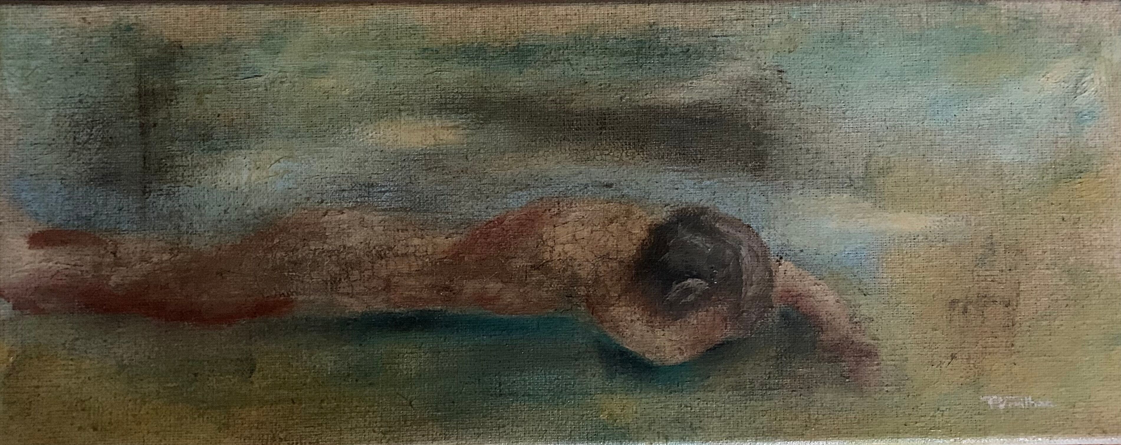 Oil on canvas signed woman on the beach