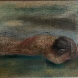 Oil on canvas signed woman on the beach