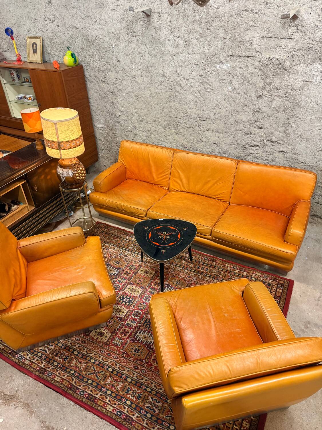 Sofa set + 2 vintage armchairs Roche Bobois - 1970